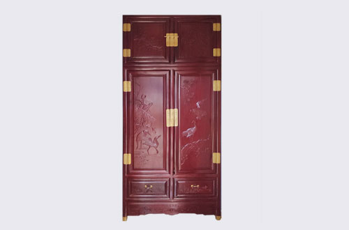 新余高端中式家居装修深红色纯实木衣柜