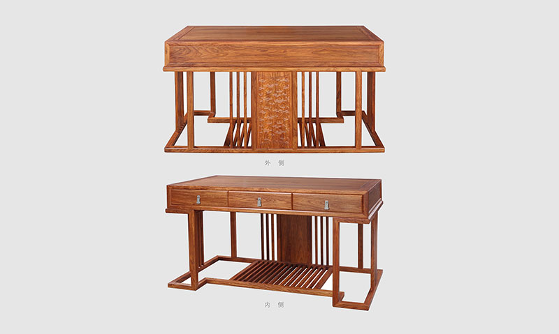 新余 别墅中式家居书房装修实木书桌效果图